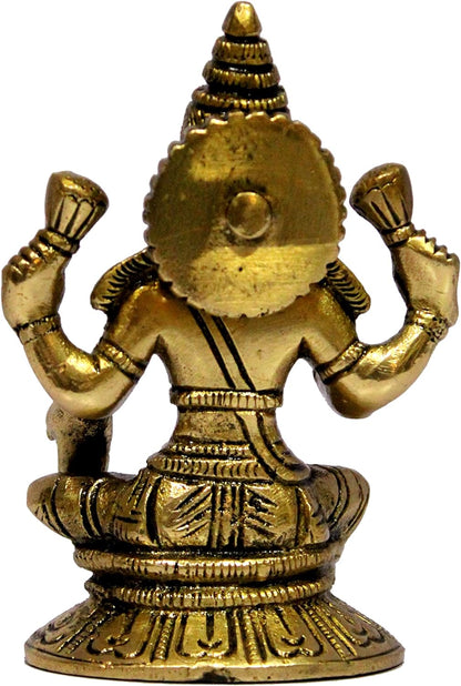 eSplanade Brass Laxmi Lakshmi Goddess Murti Idol Statue Figurine Sculpture - Pooja Idols - Home Decor - Golden - 4.75" Inches