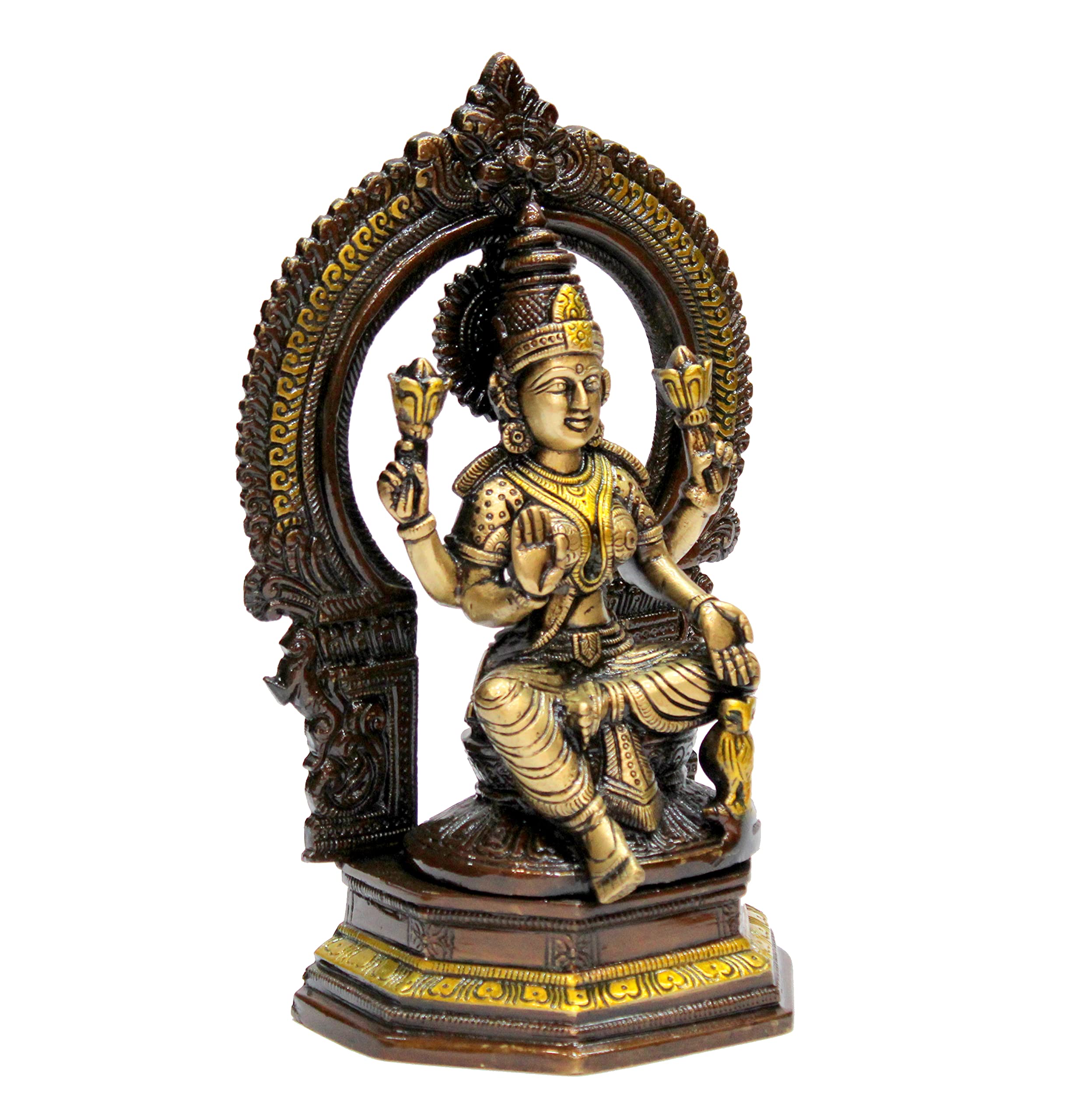 eSplanade Brass Laxmi Lakshmi Goddess Murti Idol Statue Figurine Sculpture | Pooja Idols - Home Decor | Golden - 6.75" Inches & 9.75" Inches - Multi
