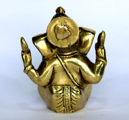 eSplanade 5" Ganesha Brass Showpiece | Home Decor | Ganesh Ganesha Ganpati Ganapati Murti Idol (Sitting Ganesha)