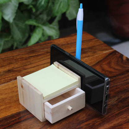 IVEI Wooden Compact Pen Holder with Drawer-Mobile holder - Desk Organizer - Minimal - Smart - Exclusive Table Top Gifts- Corporate Gifts