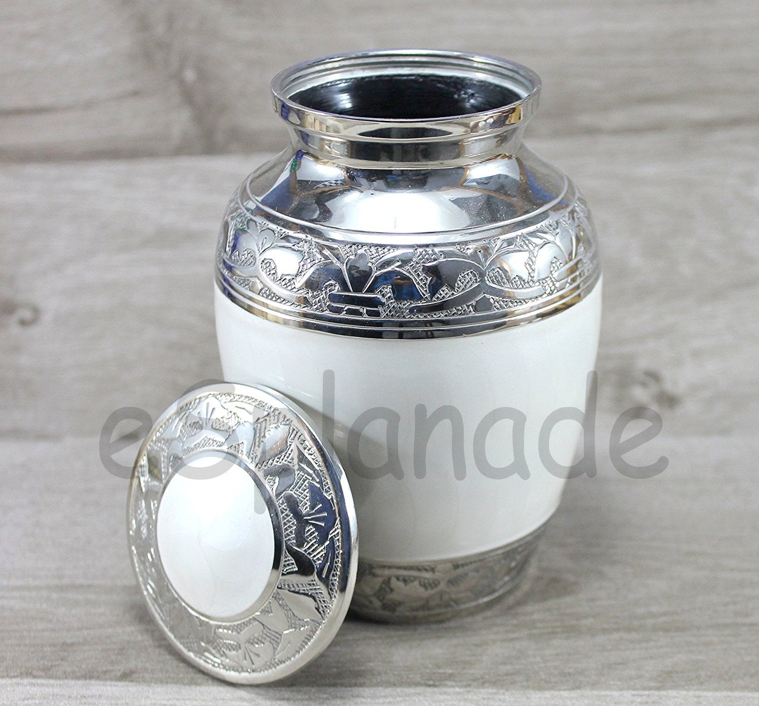 eSplanade Metal Cremation Urn Memorial Jar Pot Container | Medium Size Urn for Funeral Ashes Burial | Engraved Metal Urn