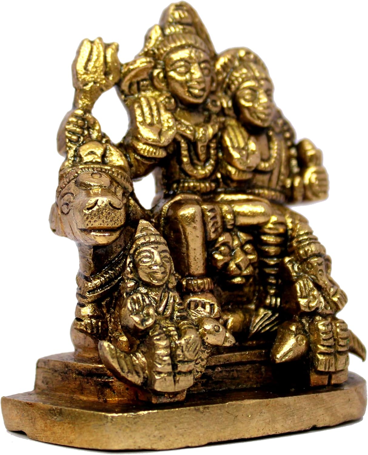 eSplanade Brass Shiva Parvati Pariwar - Shiva Family | Shiva Bholenath Shankar Parvati Ganesh Ganesha Nandi Family Murti Idol Statue Sculpture - Small Size - 2.25" inches