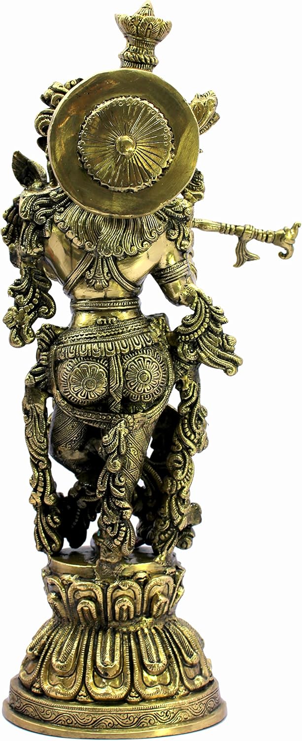 eSplanade Brass Krishna Krishan Murti Idol Statue Sculpture - Multi Colour - 21" Inches, 18" Inches