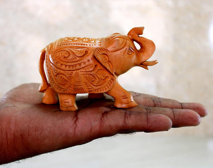 eSplanade Wooden Elephant Sculpture or Showpiece Feng Shui Vastu brings Goodluck Home Decor - 2.5" Inches Height