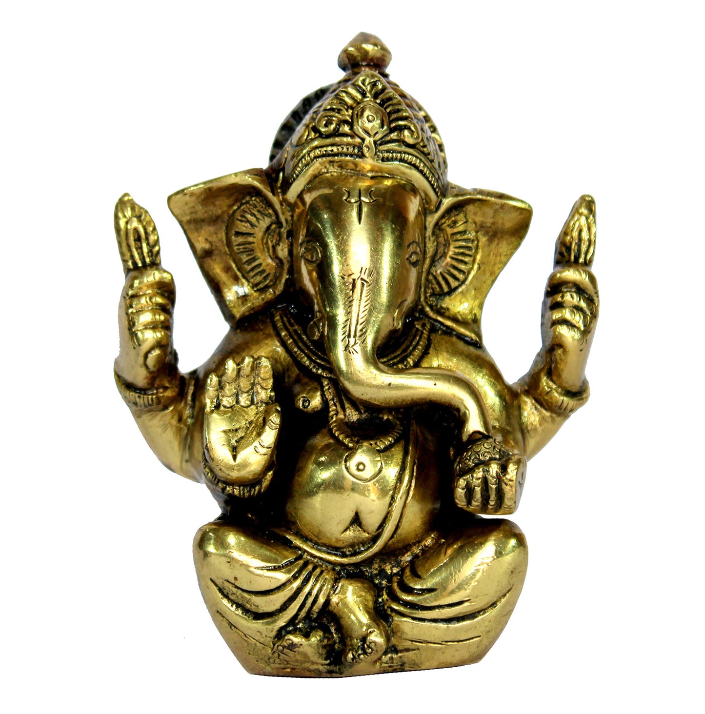 eSplanade 5" Ganesha Brass Showpiece | Home Decor | Ganesh Ganesha Ganpati Ganapati Murti Idol (Sitting Ganesha)