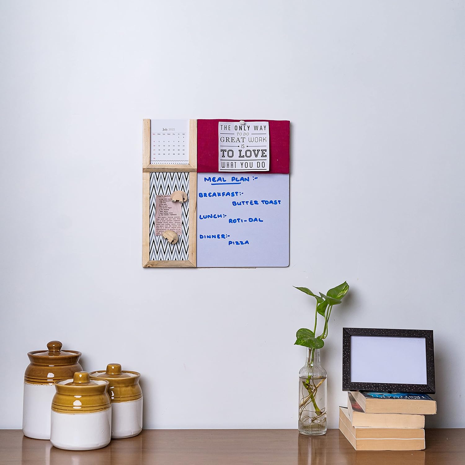 IVEI Combination Board with Magnet Board, Pin Board & Whiteboard - Innovative Organizer for Kids and Adults To-Do Boards – Best Gift for Home, Office, School (11.5 in x 11.5 in)