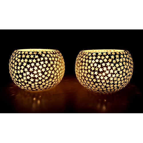 ESPLANADE Glass Tealight Candle Holder, Pack of 2