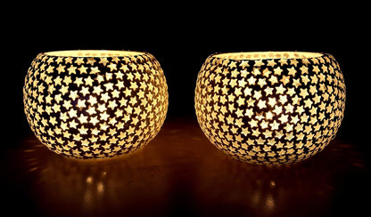 ESPLANADE Glass Tealight Candle Holder, Pack of 2