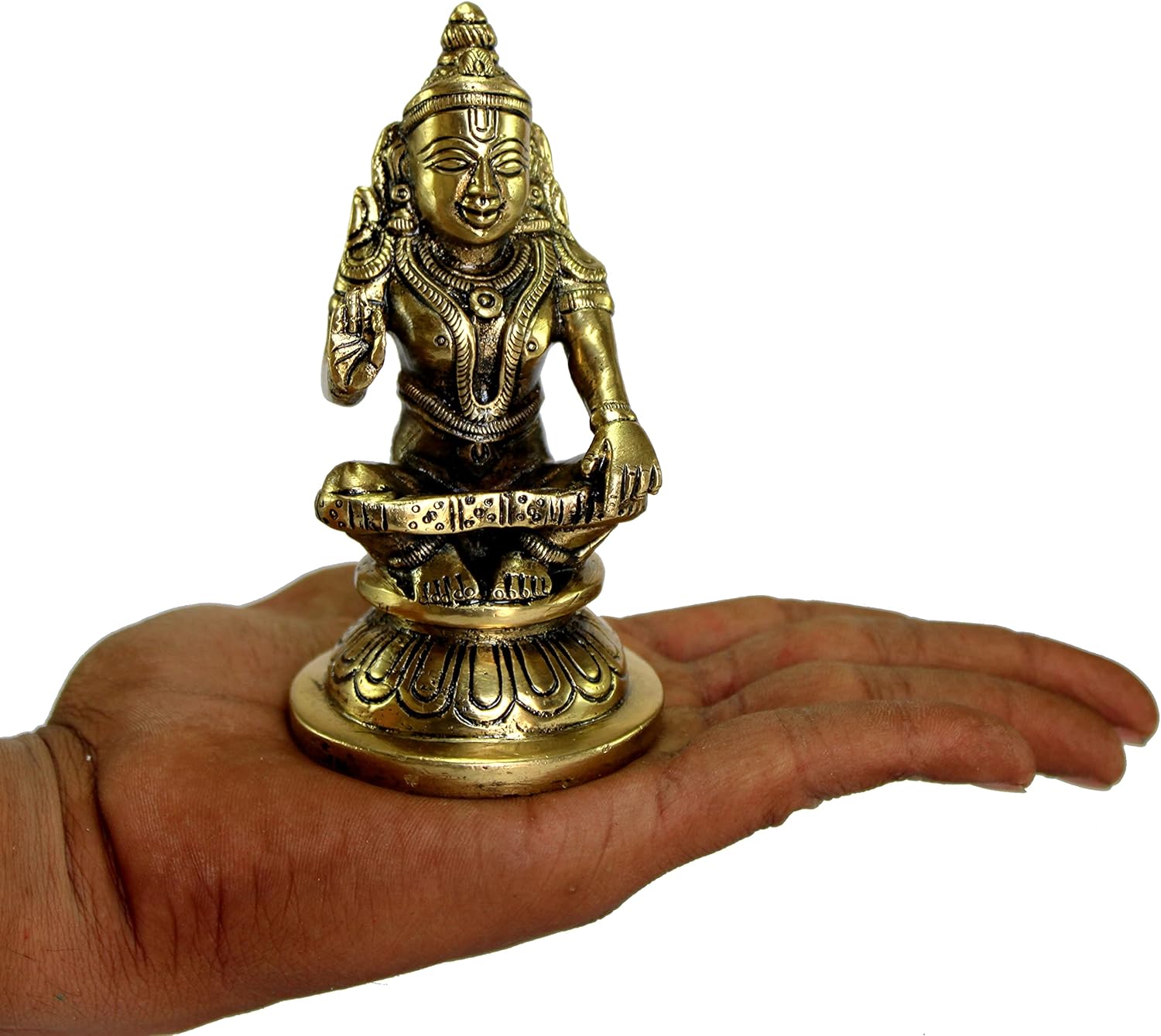 ESPLANADE Brass Ayyappa Statue | Aiyyappa Swamy Ayyapan Figurine | Pooja Idols - Home Decor - 4.25" Inches