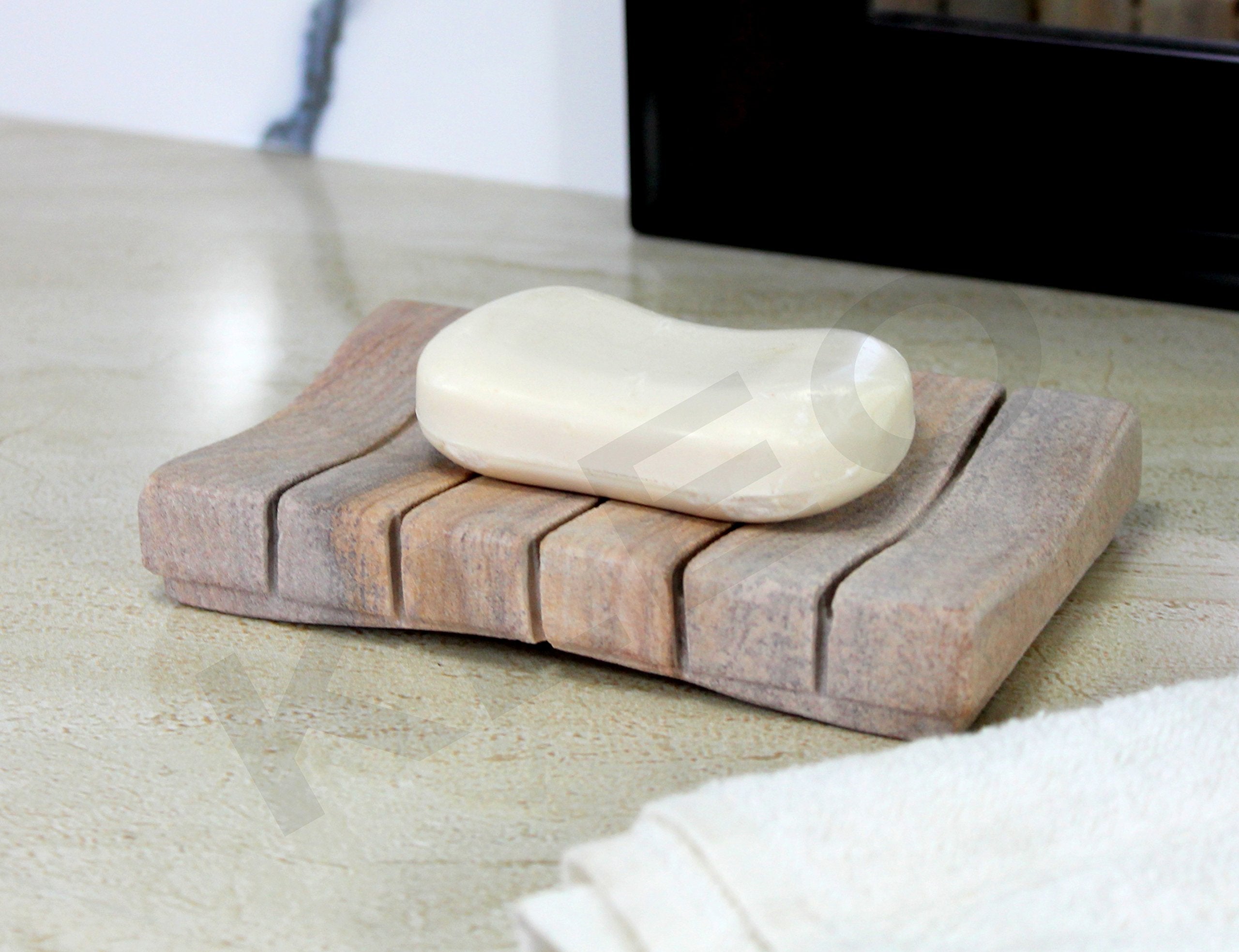Natural Water Absorbent & Rigged Soap Dish Soap Holder made of Natural Stone - Unique Bath Bathroom Accessories
