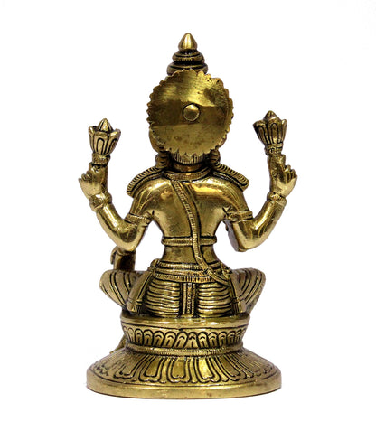 eSplanade Brass Laxmi Lakshmi Goddess Murti Idol Statue Figurine Sculpture | Pooja Idols - Home Decor | Golden - 6.75" Inches