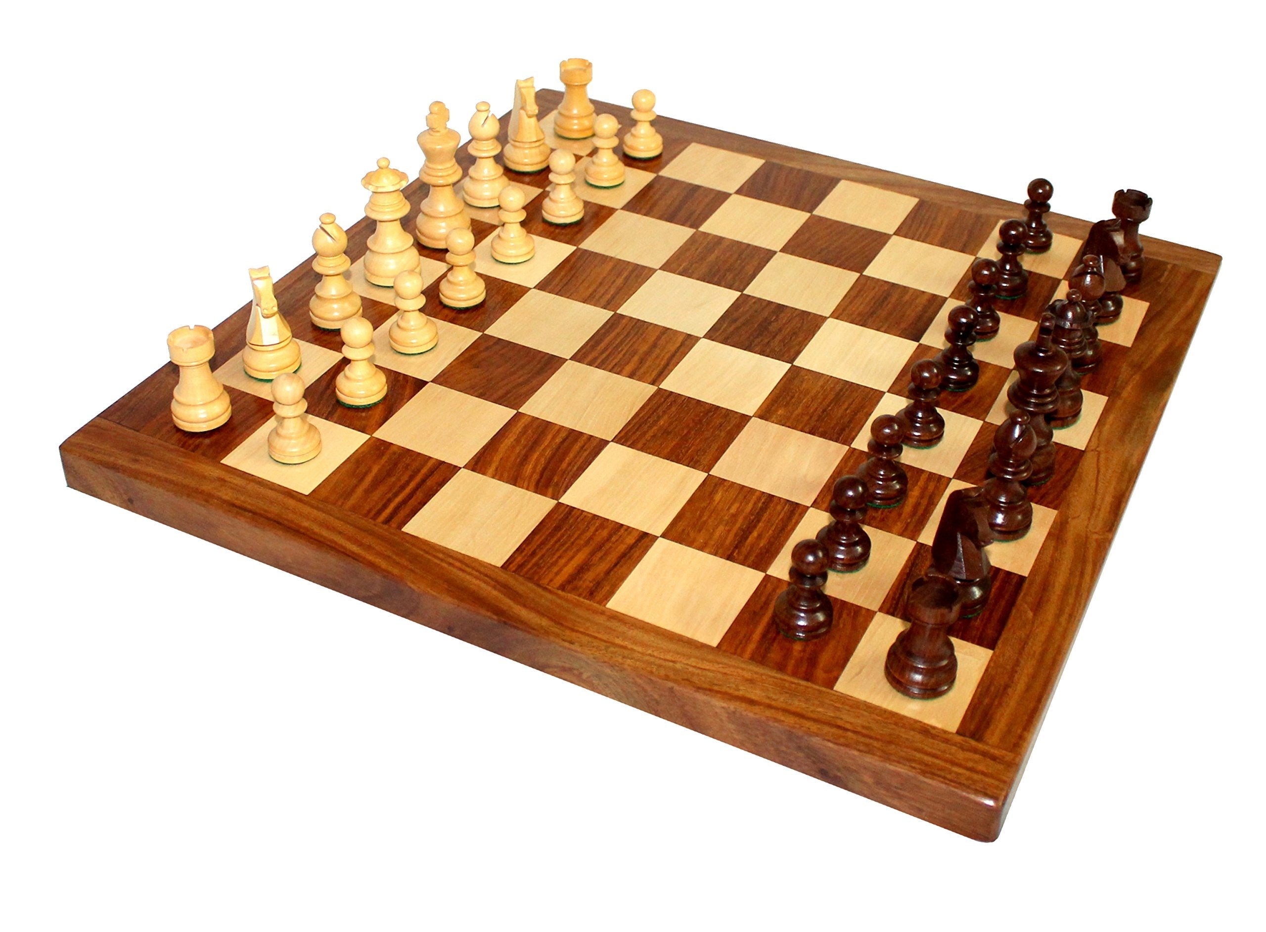 StonKraft 16"(Wood) Non-Folding Professional Tournament Collectible Rosewood Chess Game Board Set + Wood Crafted Pieces