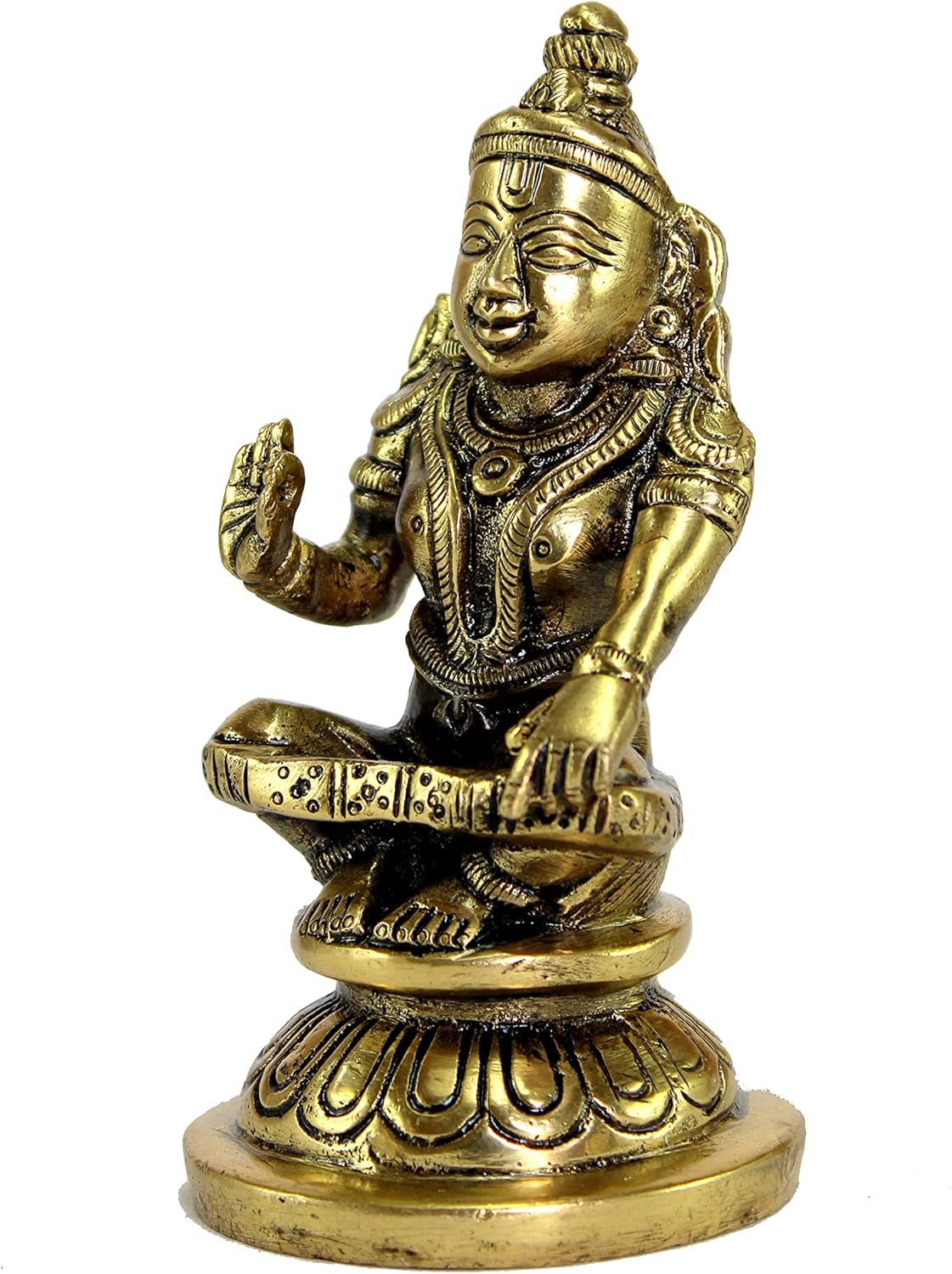 ESPLANADE Brass Ayyappa Statue | Aiyyappa Swamy Ayyapan Figurine | Pooja Idols - Home Decor - 4.25" Inches