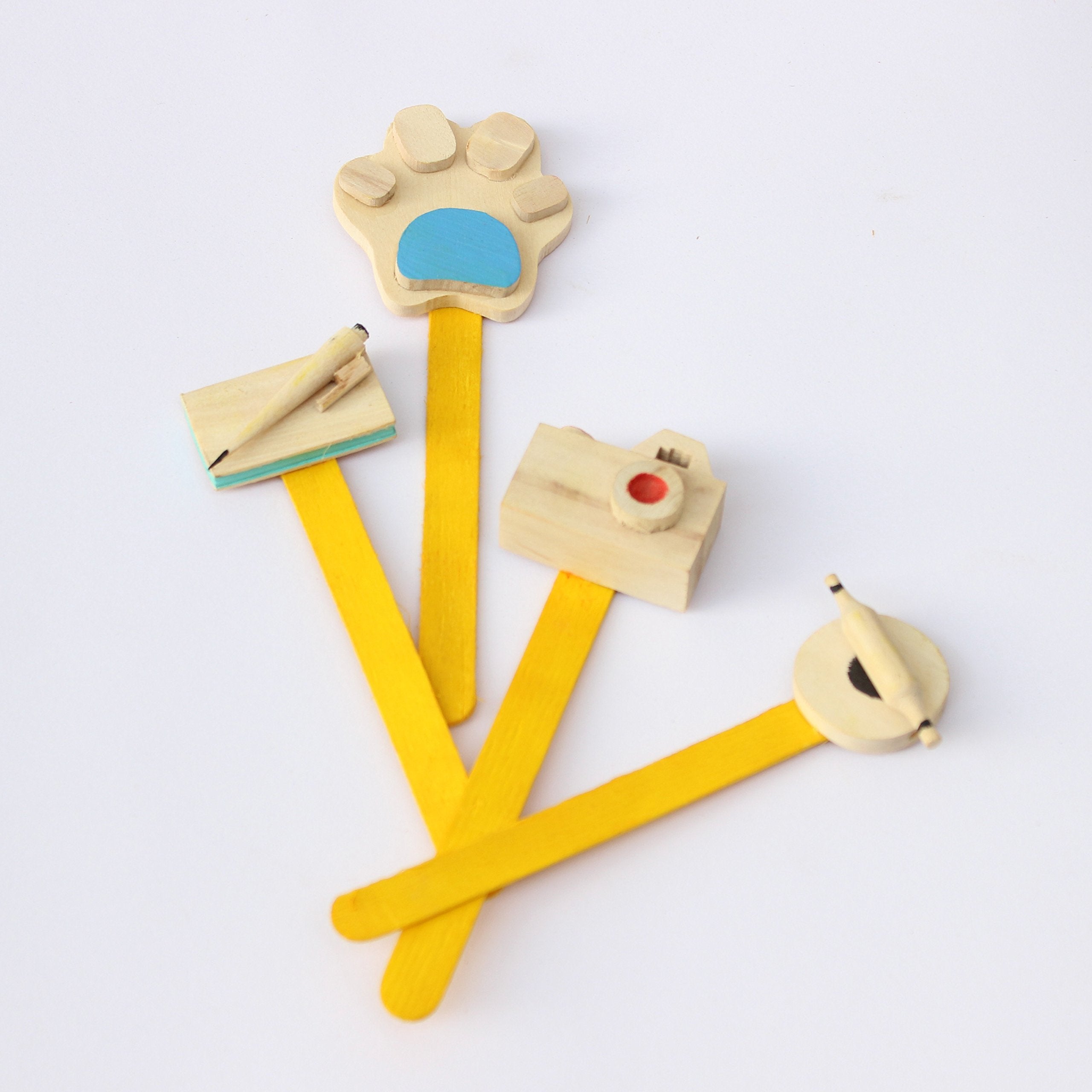 IVEI Wooden Handmade Stick Bookmarks (Set of 4)-Unique Shapes Miniature Bookmarks in Creative Shapes - handicrafts of India