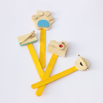 IVEI Wooden Handmade Stick Bookmarks (Set of 4)-Unique Shapes Miniature Bookmarks in Creative Shapes - handicrafts of India