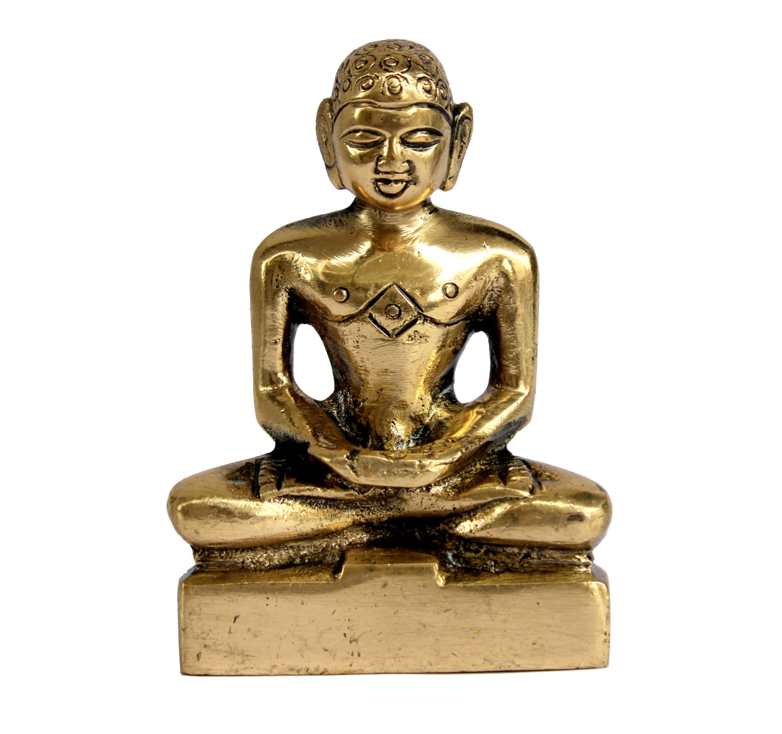 ESPLANADE Mahaveer Jain Mahavir Swami Murti Statue Idol Sculpture - Brass - 4" Inches – Golden | Vintage Statue for Home Décor & Office Décor Showpiece