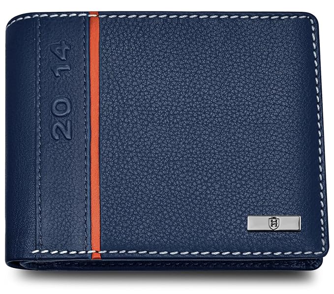 HORNBULL Miller Wallet for Men | Stylist Mens Wallet with RFID Blocking | Wallet Men Genuine Leather Navy | Gift for Men