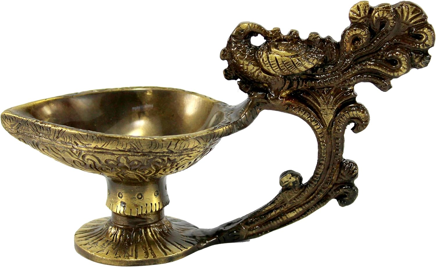 Brass Oil Lamps | Shankh Chakra Narayan Oil Lamp Diya Deepam Kuthu Vilakku -3.5 & 4" Inches