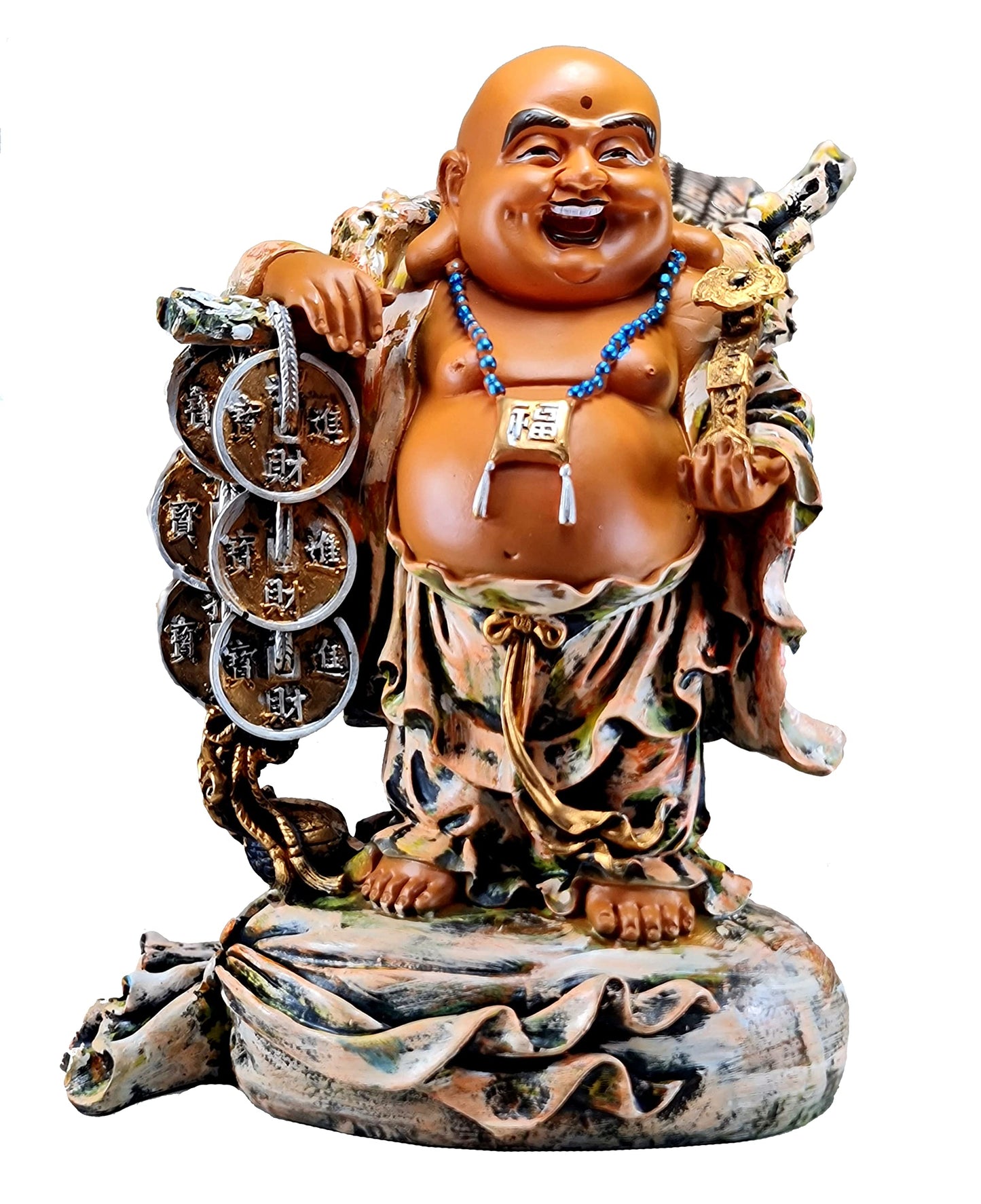 eSplanade Laughing Buddha Statue for Money, Wealth & Good Luck | Resin Home Decor Item for Living Room, Office Table Desk, Shelf | Feng Shui Showpiece, Idol & Figurine | House Warming Gift, 6.5"