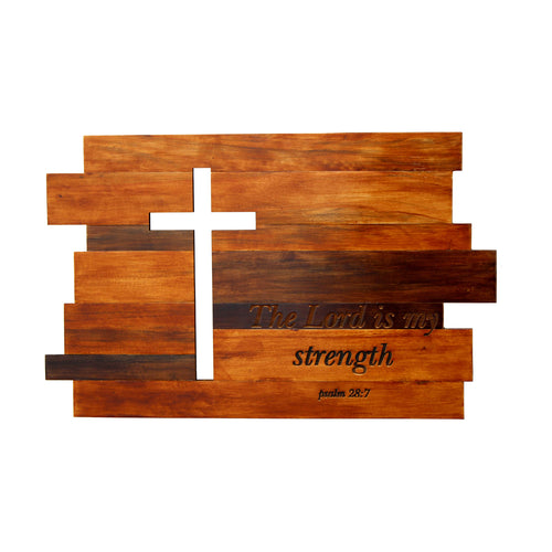 eSplanade Plaque Wall Decor Religious Christian Bible Verse with Neat Wood Cross Background, Church Chapel Decoration - Wooden Art Decor Plaque