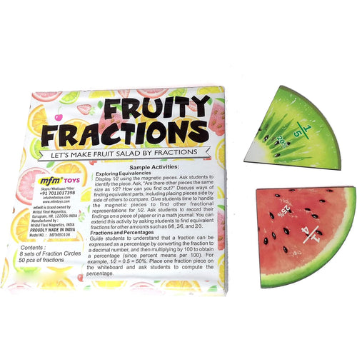 MFM Toys Fruity Fraction (Fractions & Percentage Circles) ~ Magnetic Maths Manipulatives for Classroom/Home Fraction Circles Teacher aids