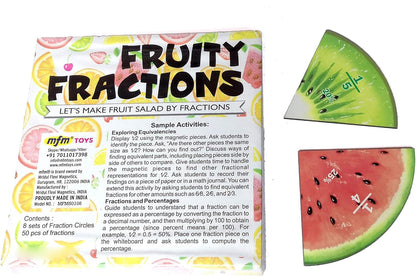 MFM Toys Fruity Fraction (Fractions & Percentage Circles) ~ Magnetic Maths Manipulatives for Classroom/Home Fraction Circles Teacher aids