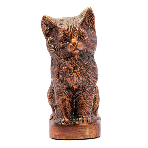 ESPLANADE- Cat kitten shape cremation urn | Memorial Human Ashes Container Jar Pot | Burial Funeral Urns | Copper- Size - 9 inches.