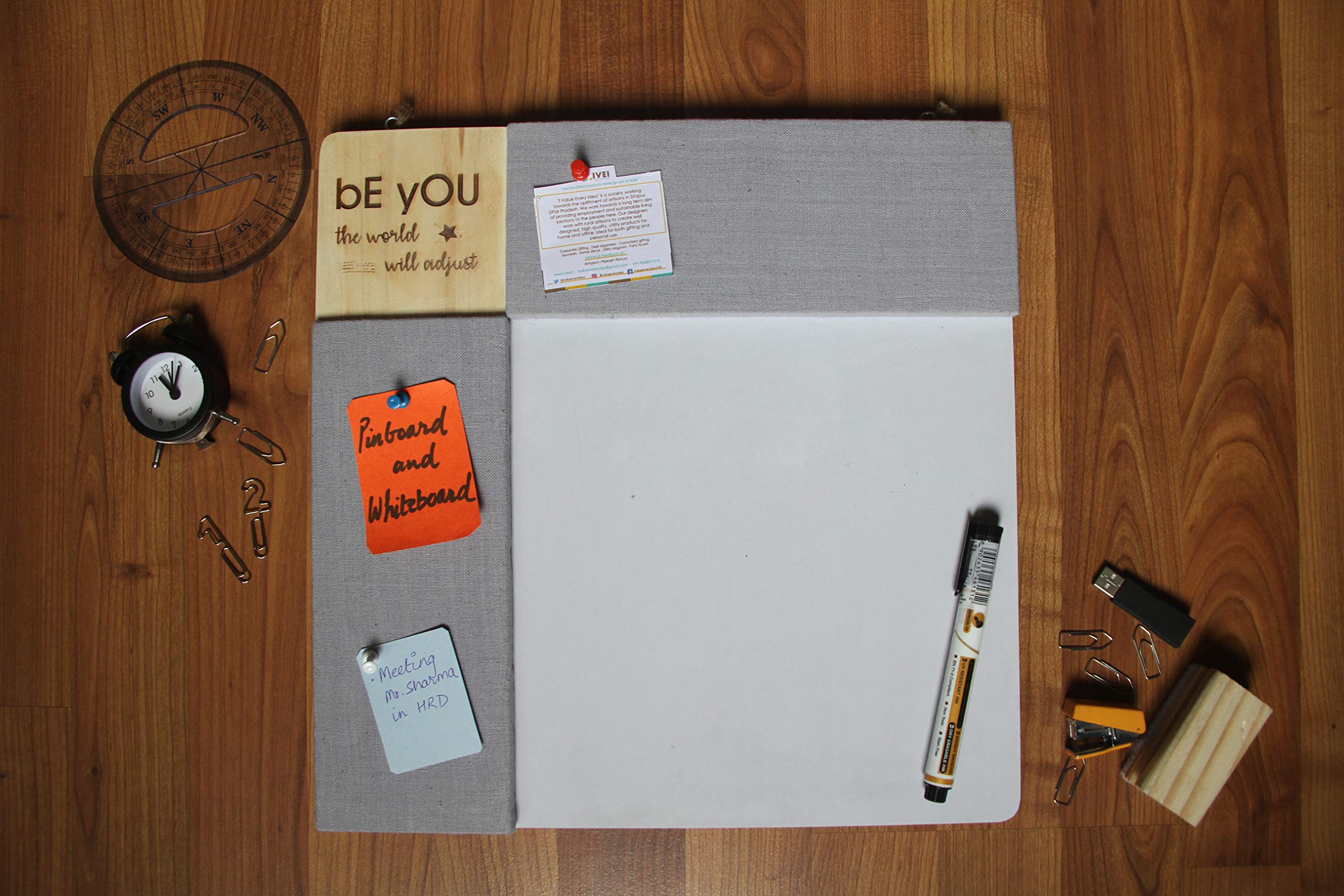 IVEI Combination Board with Pin Board & Whiteboard Best Gift for Home, Office, School | Office Wall Accessories | Utility Boards (Quote - Grey, Blue