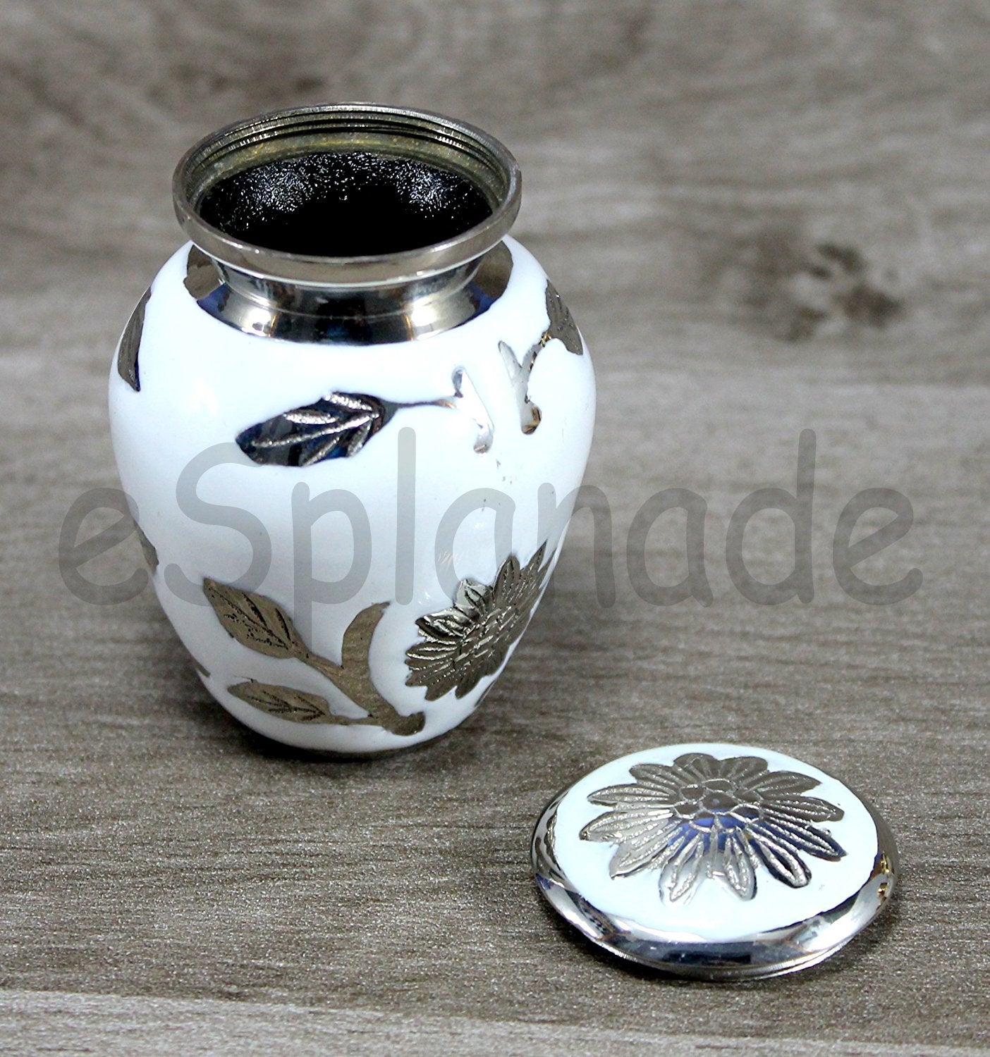 eSplanade Metal Mini Cremation Urn Keepsake Memorial Jar Pot Container | Small Urn for Funeral Ashes Burial | Etched Pattern Metal Keepsake | Grey - 3" Inches