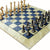 StonKraft Collectible Australian Marble and Lapis Lazuli Chess Board Set + Brass Chess Pieces Pawns - Decorative Stone Chess - 15" Inches