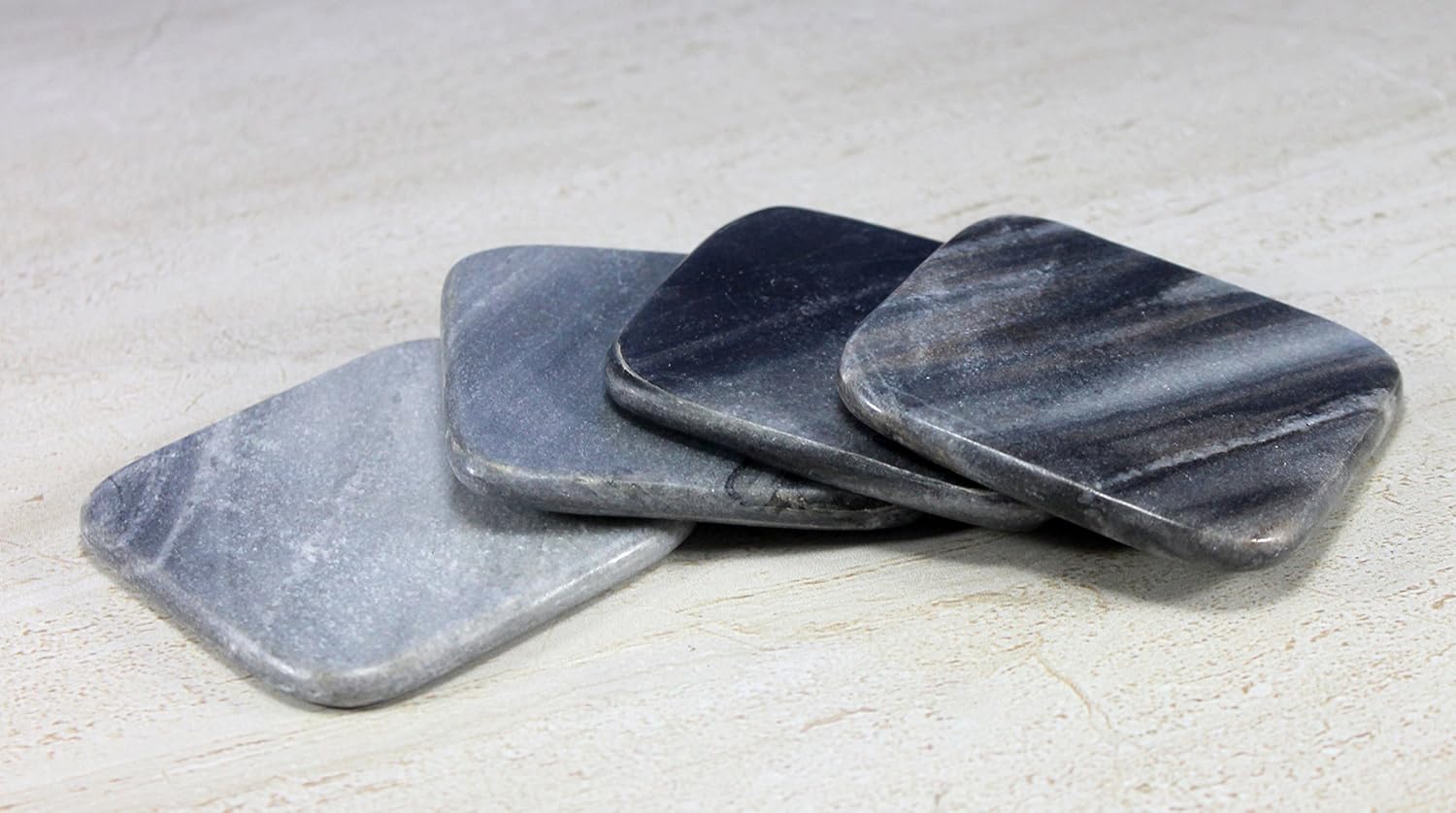 StonKraft Kleo Natural Stone Sculpted Coffee Tea Beer Coasters Set