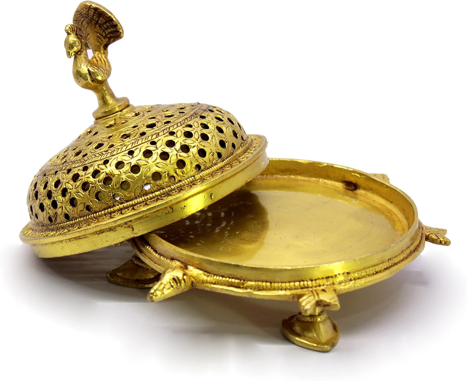 ESPLANADE Brass Dhoopdani Incense Holder - Home Decor | Golden - 6.5" Inches Length