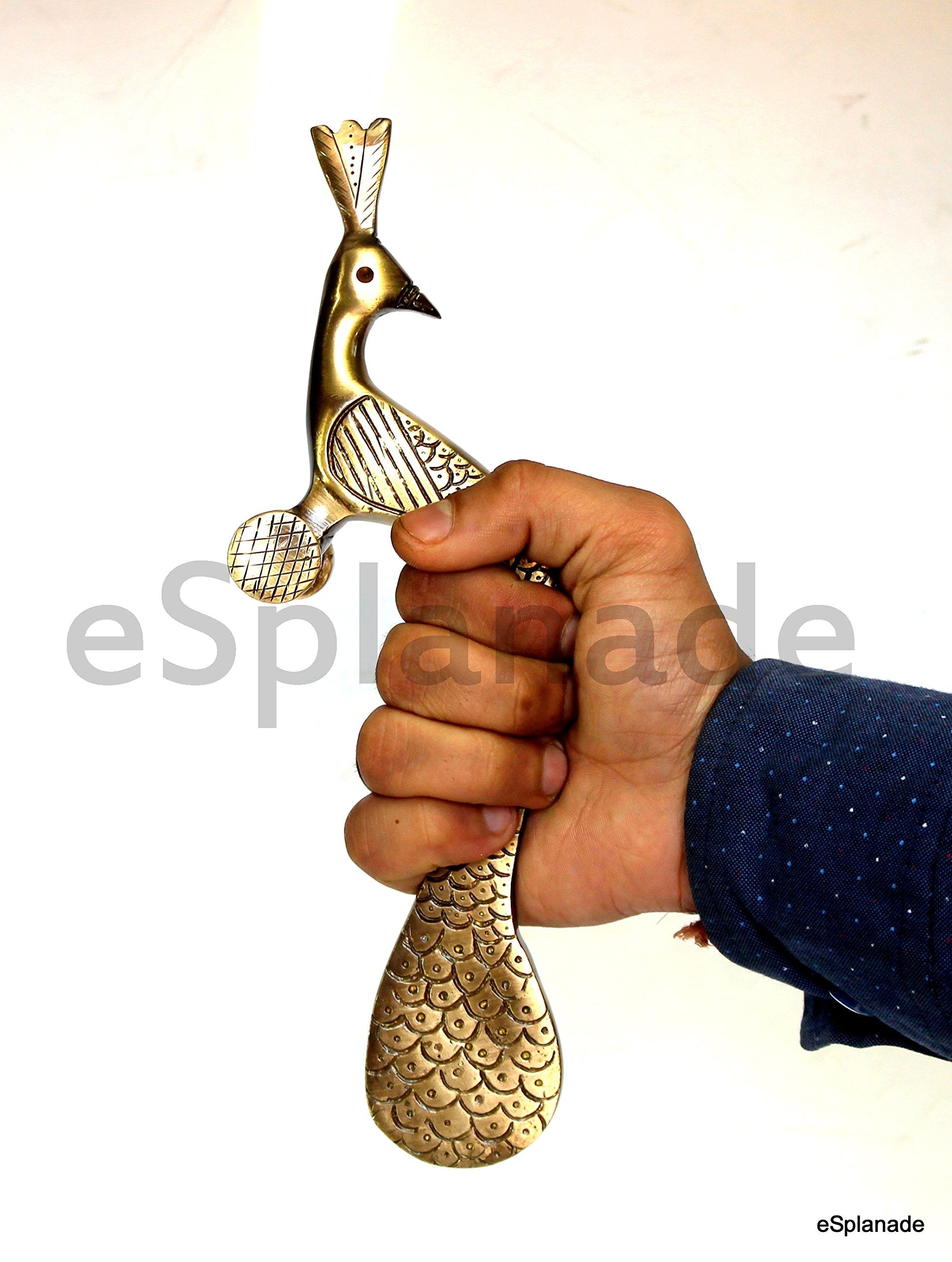 eSplanade - Designer Pair of Brass Door Handles (2 pcs) | Handle-Sets | Door Decor | Brass Door Pulls - Peacock Shaped