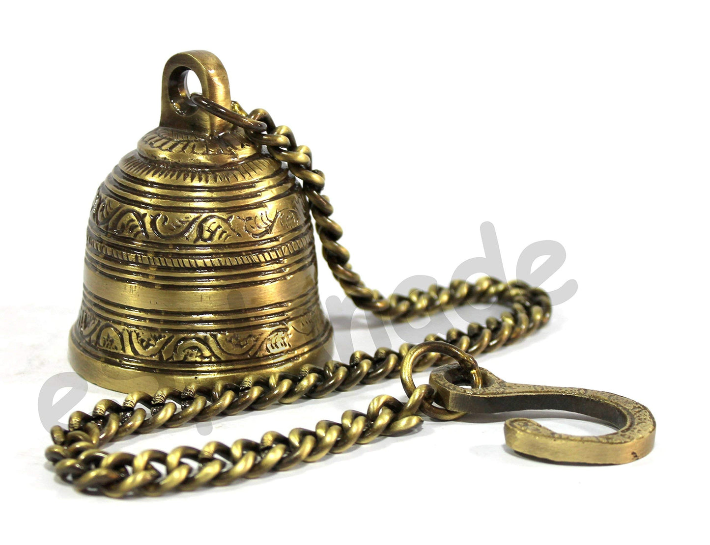 eSplanade - Ethnic Indian Handcrafted Brass Temple Bell with Chain | Brass Hanging Bell | Home Decor | Door Decor | Pooja Accessories