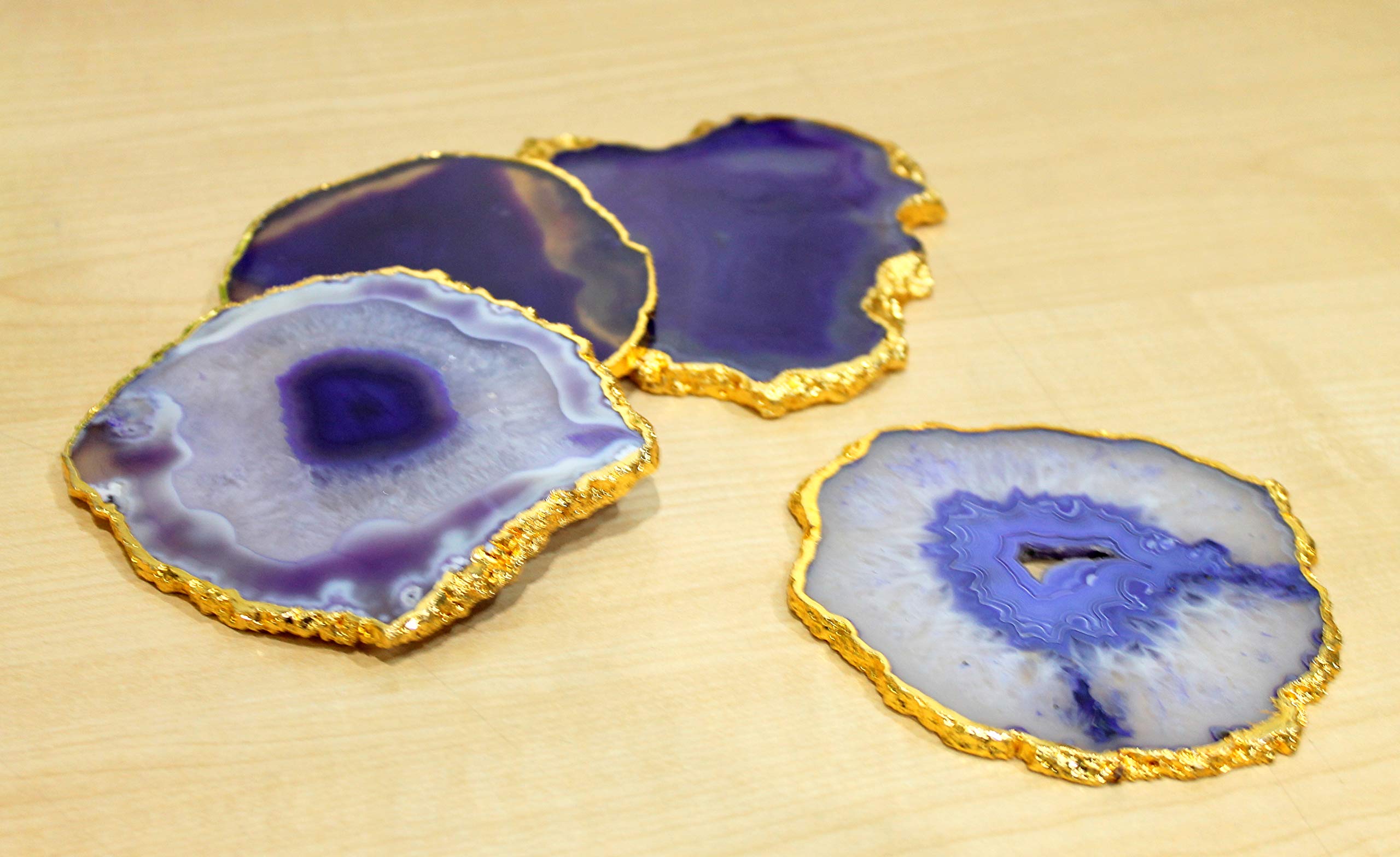 eSplanade Natural Agate Coasters Bar Beer Coffee Tea Coaster - Set of 4 Coasters - Perfect Table Accessories Tableware (Multicolour)