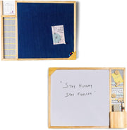 IVEI Combination Board with Magnet Board, Pin Board, Whiteboard & Calendar-Innovative Organizer for Kids and Adults with Magnets to Do Boards Gift for Home, Office, School- Set of 2 - Dark Blue, Grey
