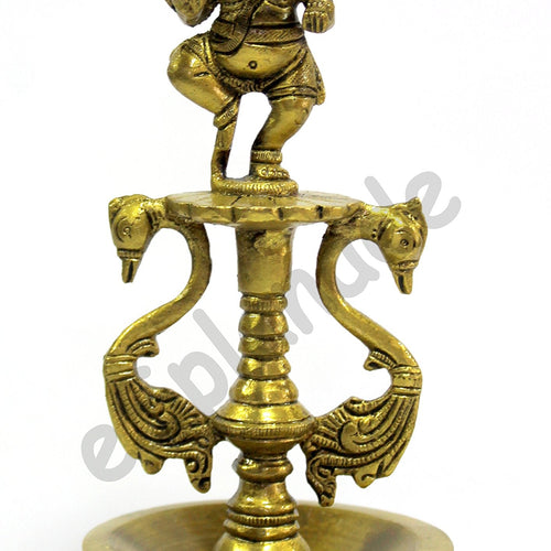 eSplanade - Brass Lotus Shaped Round Dancing Ganesh Diya | Oil Lamp | Home Decor | Brass Diya | Brass Deepam | Brass Lamps | Kuthu Vilakku | Oil Lamp, Lamps for Home and Office