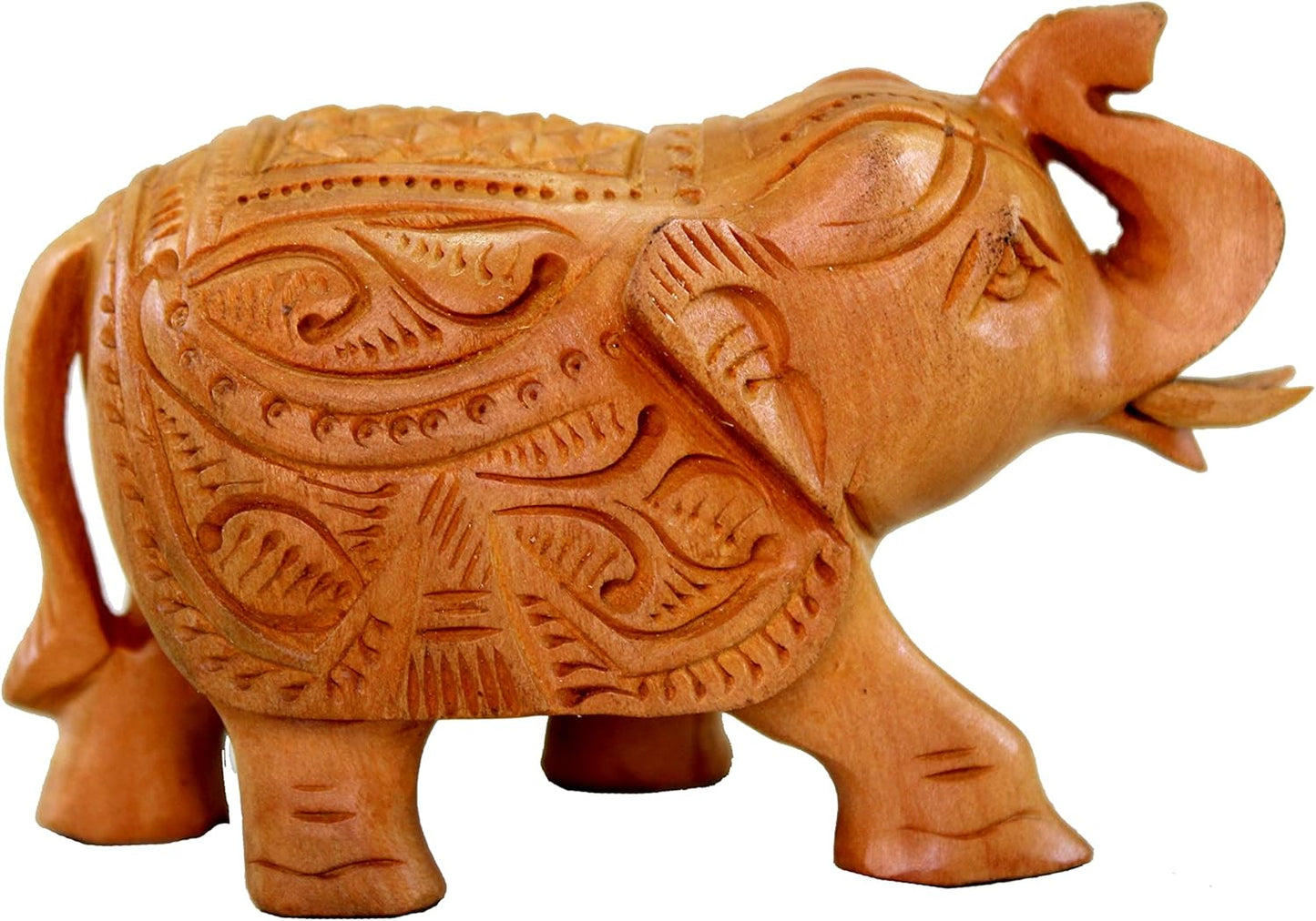 eSplanade Wooden Elephant Sculpture or Showpiece Feng Shui Vastu brings Goodluck Home Decor - 2.5" Inches Height