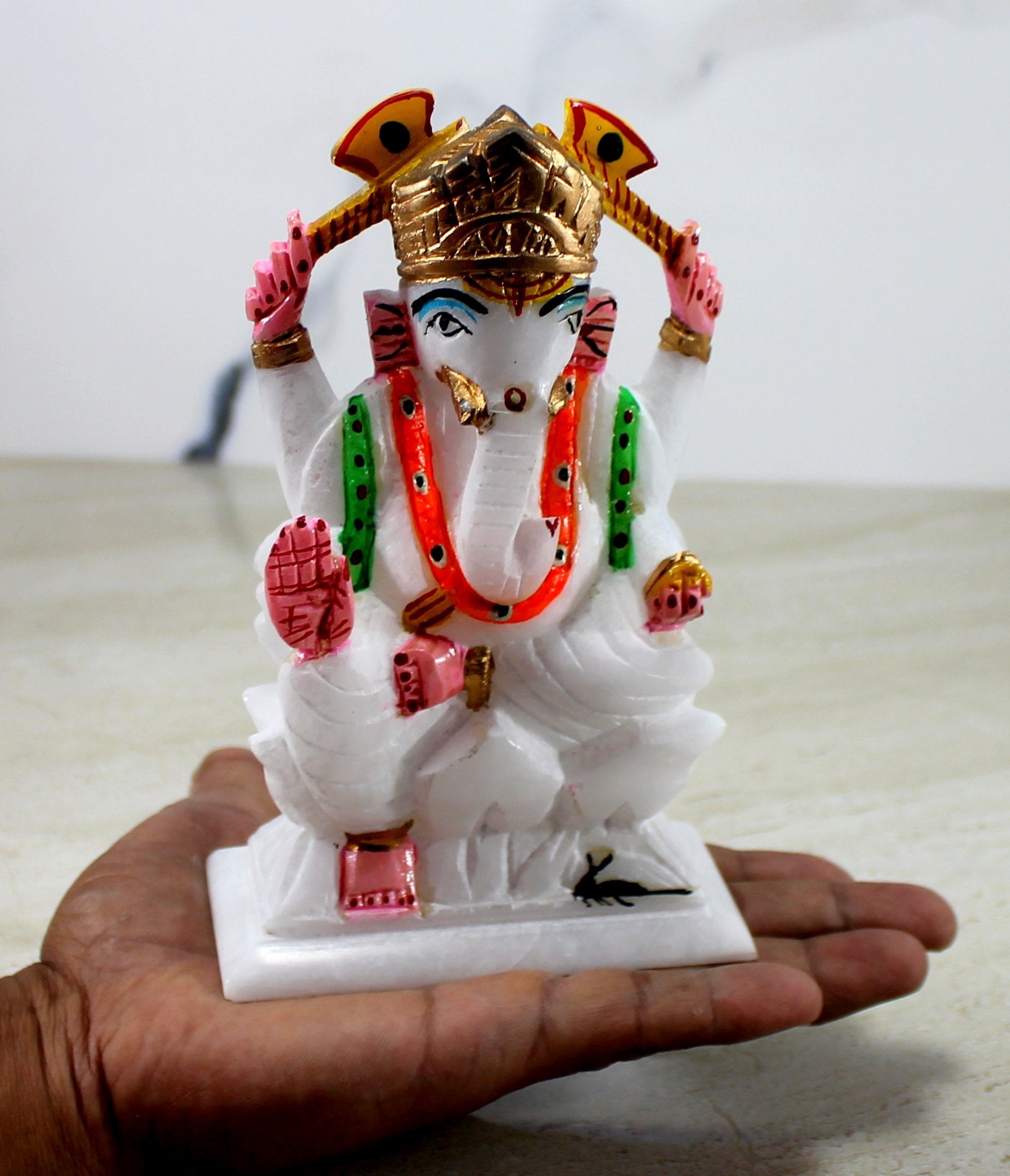 StonKraft - 7" (BIG SIZE) - Ganesh Laxmi Idol - Marble Lord Ganesh Ganpati Ganesha Laxmi Lakshmi Idol, Statue, Murti, Sculpture - Plain & Colourfull