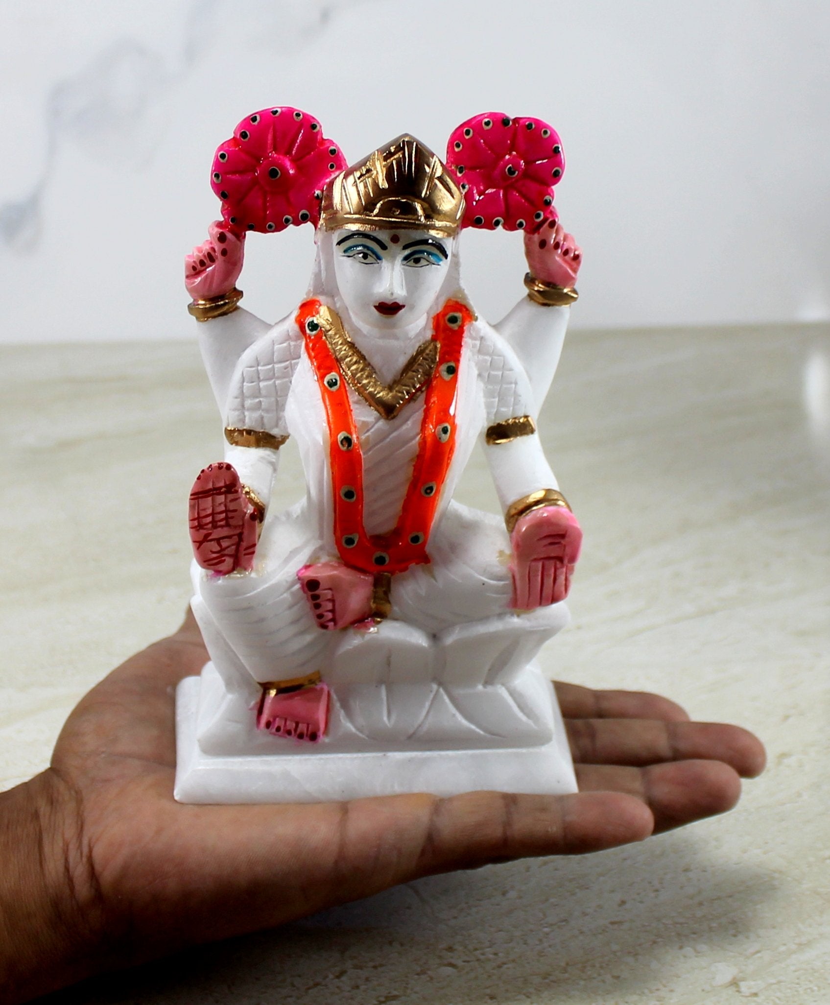 StonKraft - 7" (BIG SIZE) - Ganesh Laxmi Idol - Marble Lord Ganesh Ganpati Ganesha Laxmi Lakshmi Idol, Statue, Murti, Sculpture - Plain & Colourfull