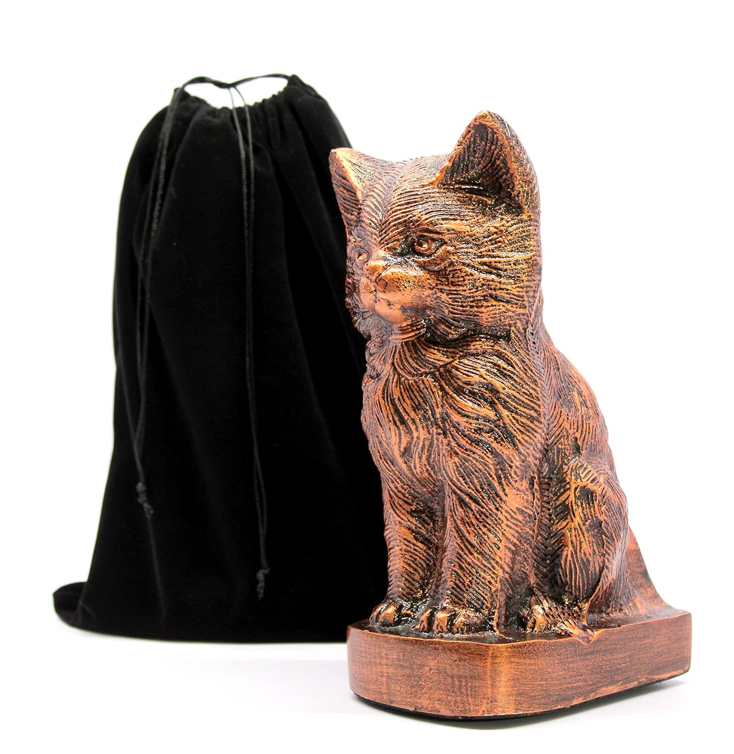 ESPLANADE- Cat kitten shape cremation urn | Memorial Human Ashes Container Jar Pot | Burial Funeral Urns | Copper- Size - 9 inches.