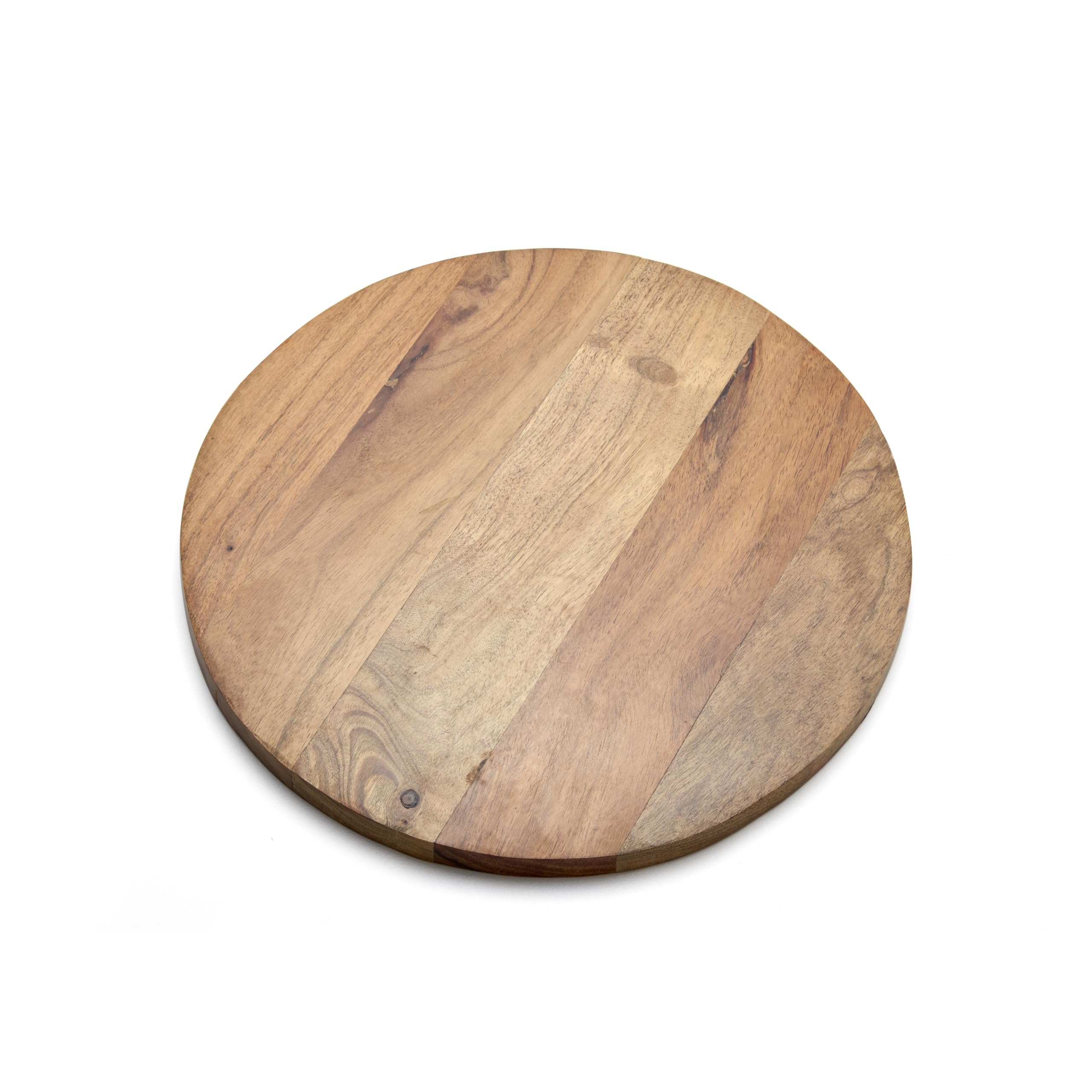 KLEO Wooden Round Chopping Board, Cutting Board, Serving Board | Acacia Wood Plate for Pizza, Vegetables, Fruits, and Cheese