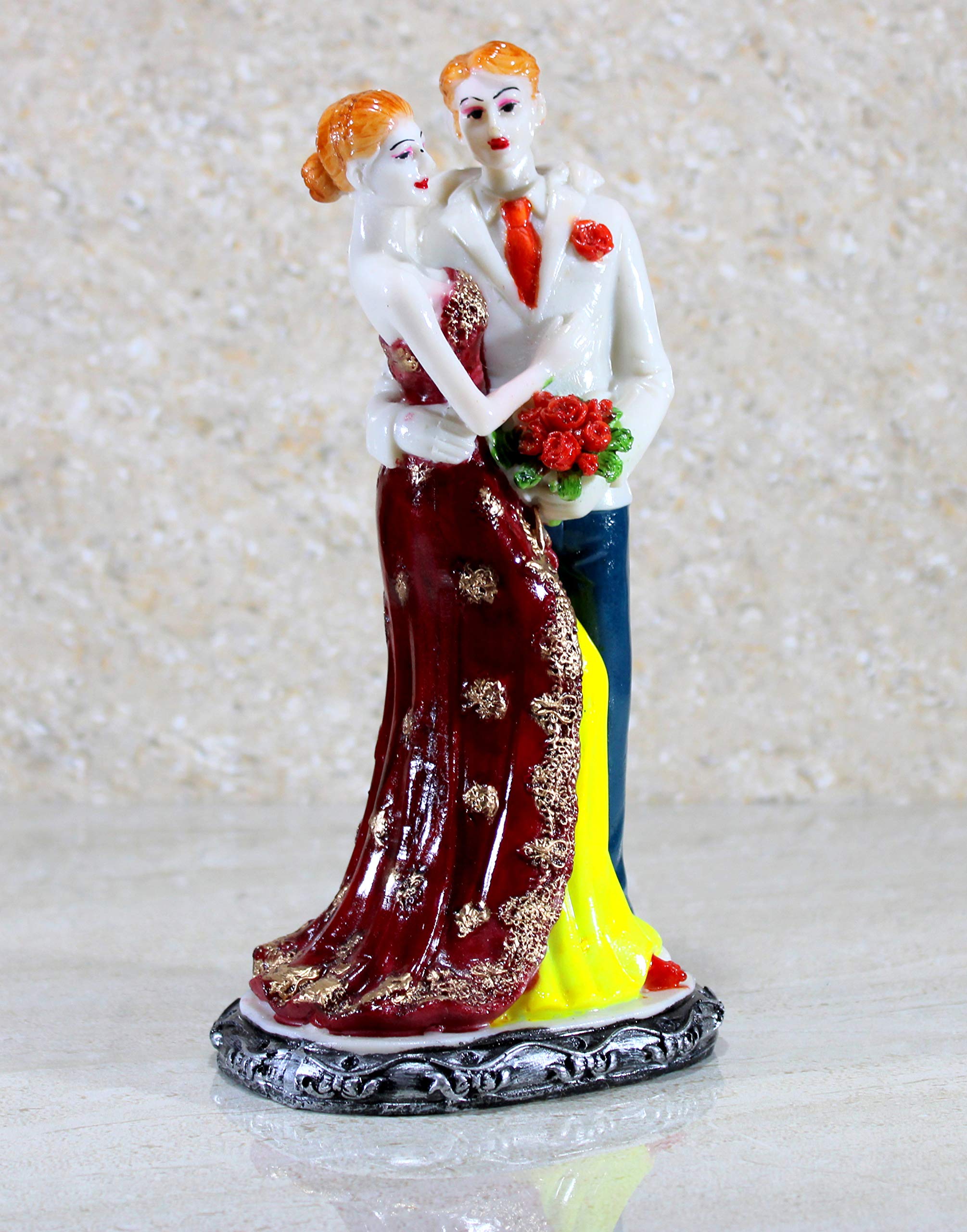 eSplanade Resin Love Couple Face Showpiece Statue Sculpture Figure for Home Decor Valentine Day Gift (Standing Couple 1 & 2)