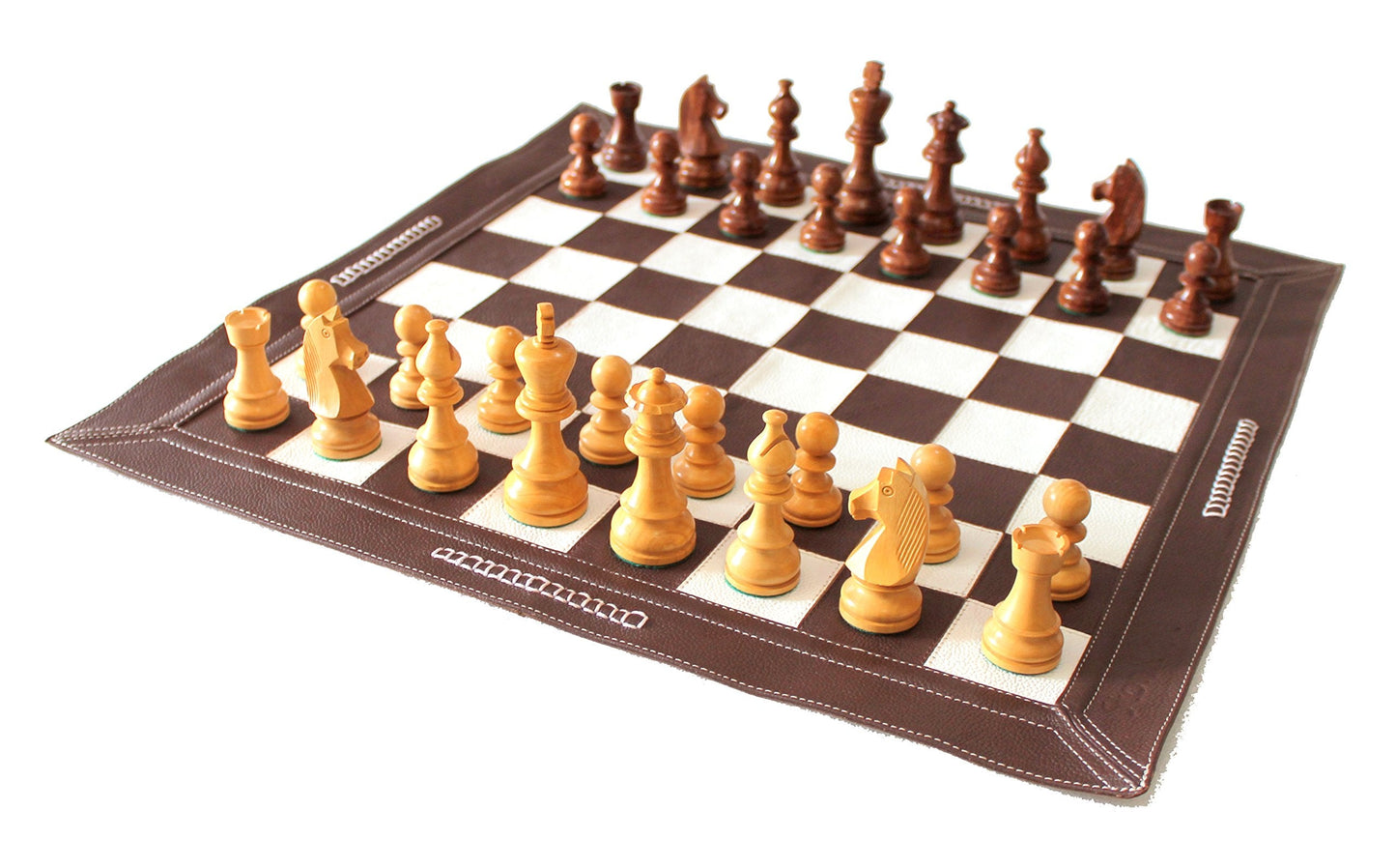 StonKraft - Big Size 19" x 19" Genuine Leather Chess Board | Roll-up Tournament Chess | Black