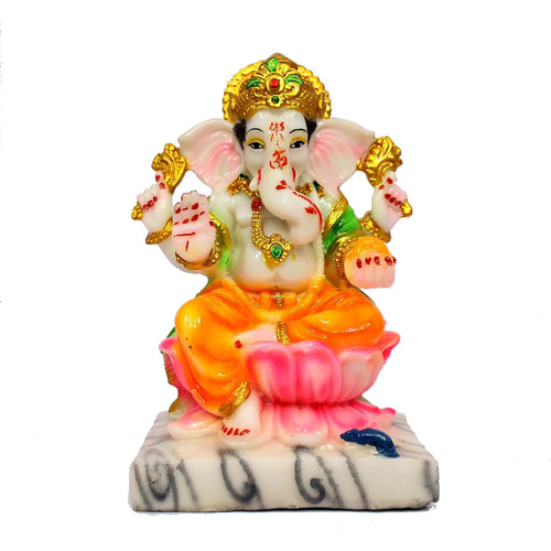 eSplanade Ganesha Ganesh on Lotus Murti Idol Statue Sculpture Figurine - Resin - Multi - 7