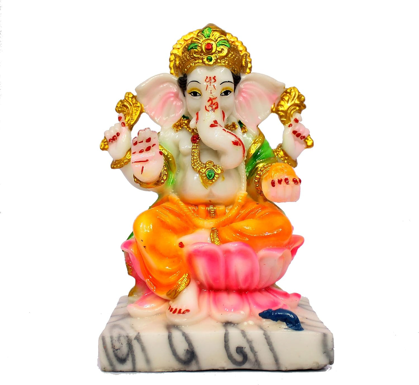 eSplanade Ganesha Ganesh on Lotus Murti Idol Statue Sculpture Figurine - Resin - Multi - 7" Inches