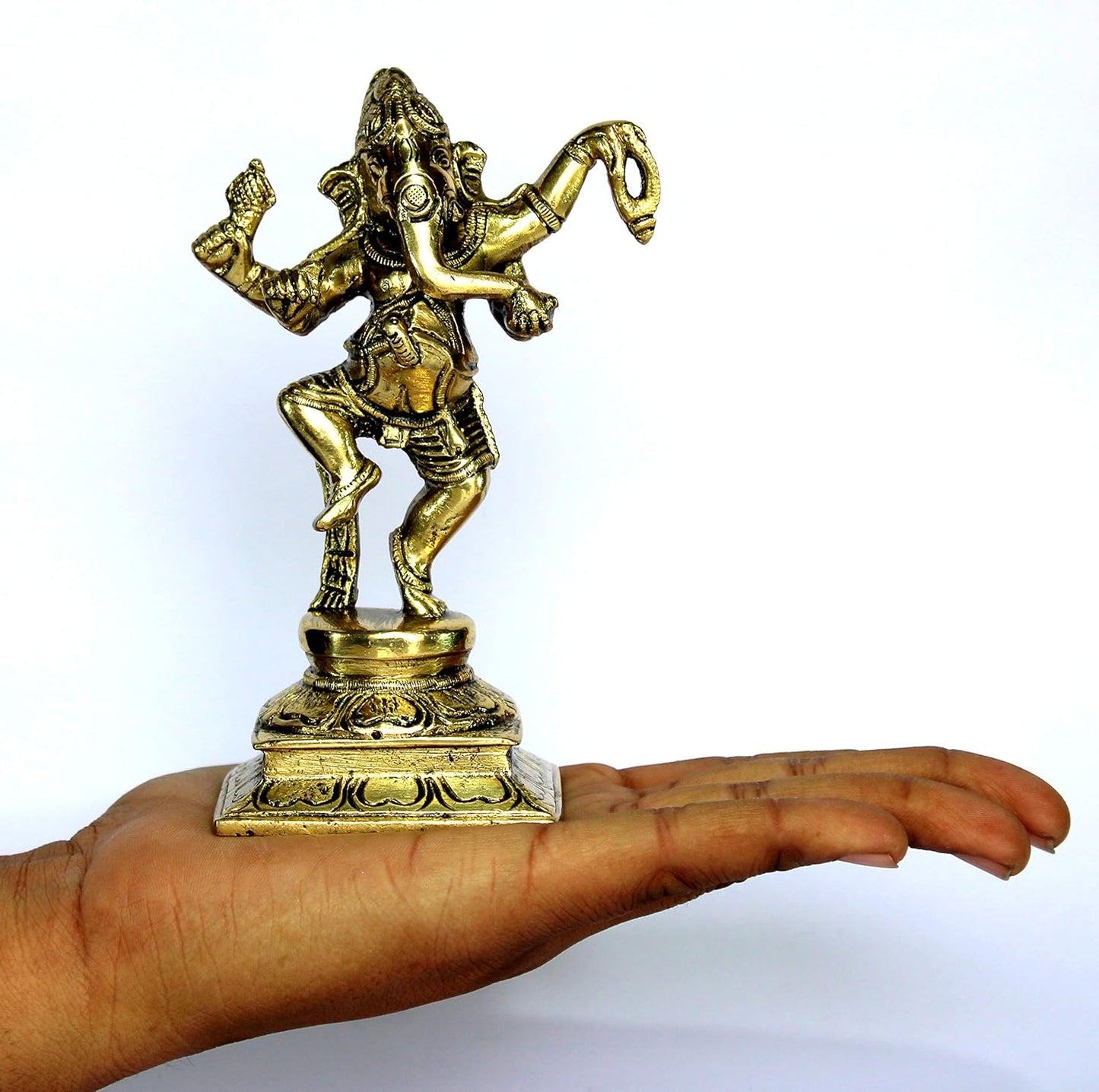 eSplanade 6" Dancing Ganesha Brass Showpiece | Home Decor | Ganesh Ganesha Ganpati Ganapati Murti Idol (Dancing Ganesha)