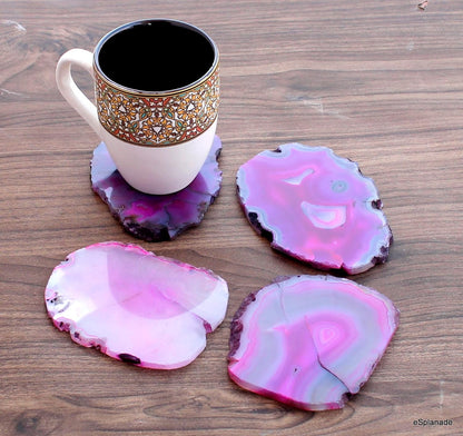 eSplanade Natural Agate Coasters Bar Beer Coffee Tea Coaster - Set of 4 Coasters - Perfect Table Accessories Tableware (Multicolour))