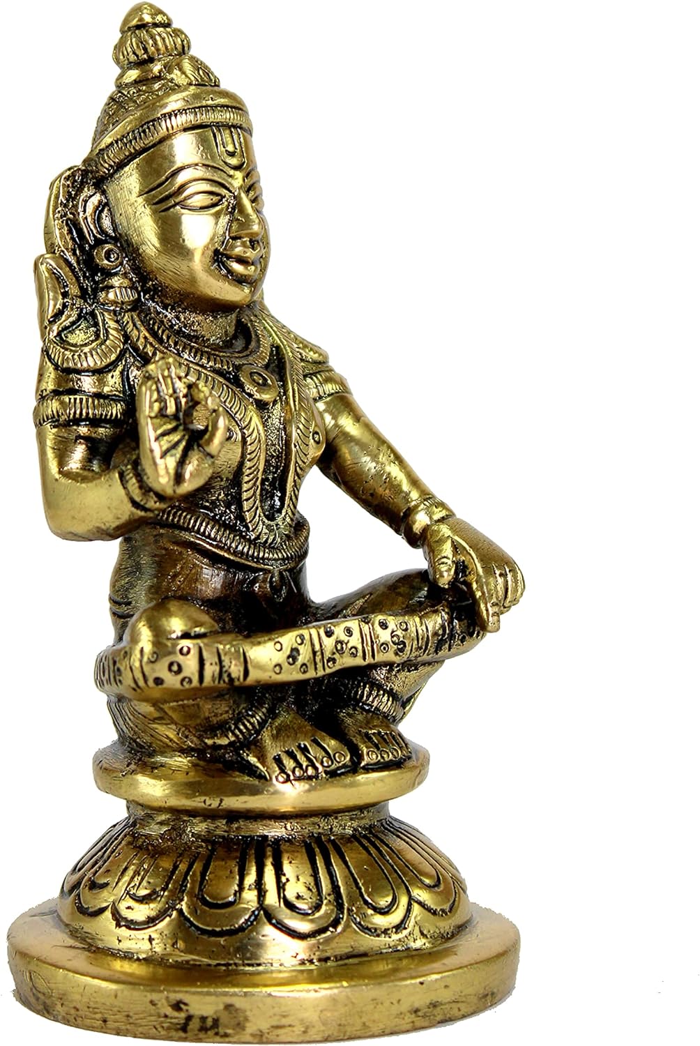 ESPLANADE Brass Ayyappa Statue | Aiyyappa Swamy Ayyapan Figurine | Pooja Idols - Home Decor - 4.25" Inches