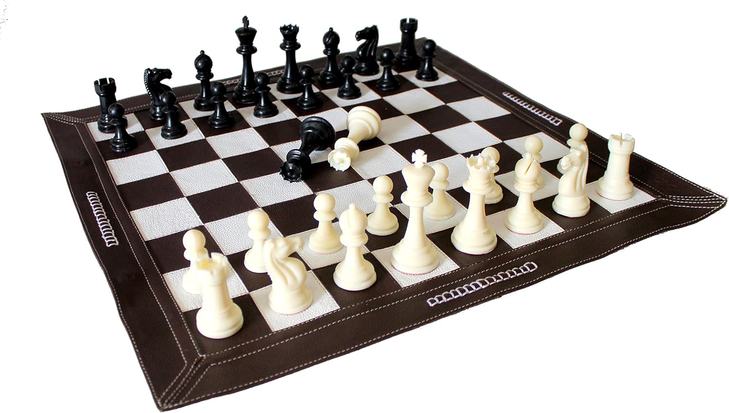 StonKraft - Big Size 19" x 19" Genuine Leather Chess Board | Roll-up Tournament Chess